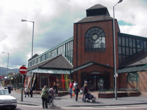 Shoppers outside Smithfield Market Belfast