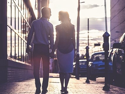 Couple walking on a Date Night