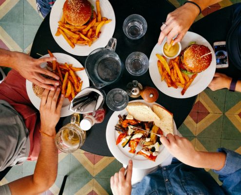 Featured image displaying friends dining out